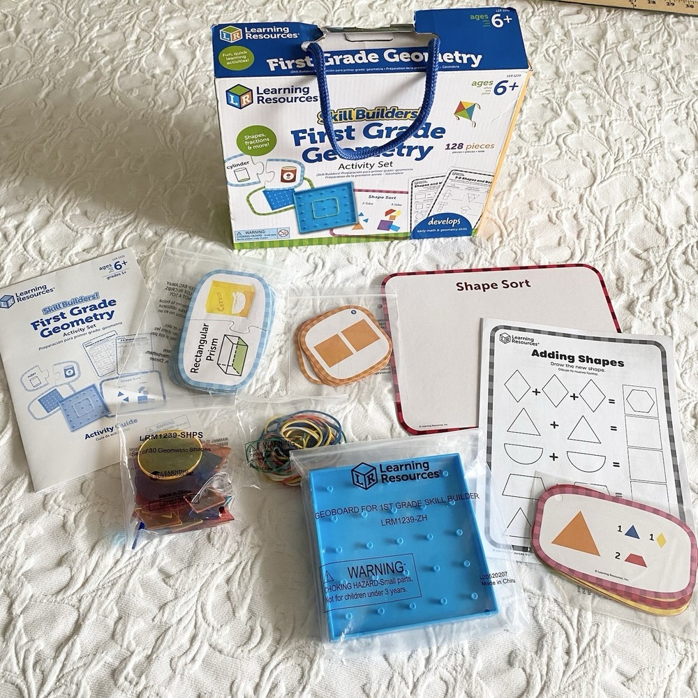 Skill Builders 128-Piece Learning Set Geometry Math 1st Graders Ages 6+ Shapes